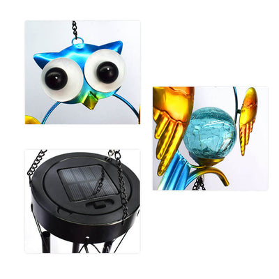 Solar Owl Wind Chime Light Iron LED Garden Decorative Light