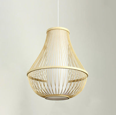 Bamboo Weaving Teardrop Shade 1-Licht-Pendelleuchte 