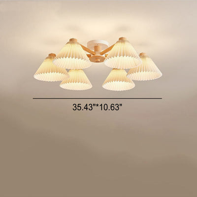 Nordic Wood Plissee Shade 3/6/8 Light Semi-Flush Mount Deckenleuchte