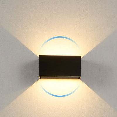 Modern Outdoor Waterproof Rectangular LED Up and Down Illuminated Outdoor Wall Sconce Lamp