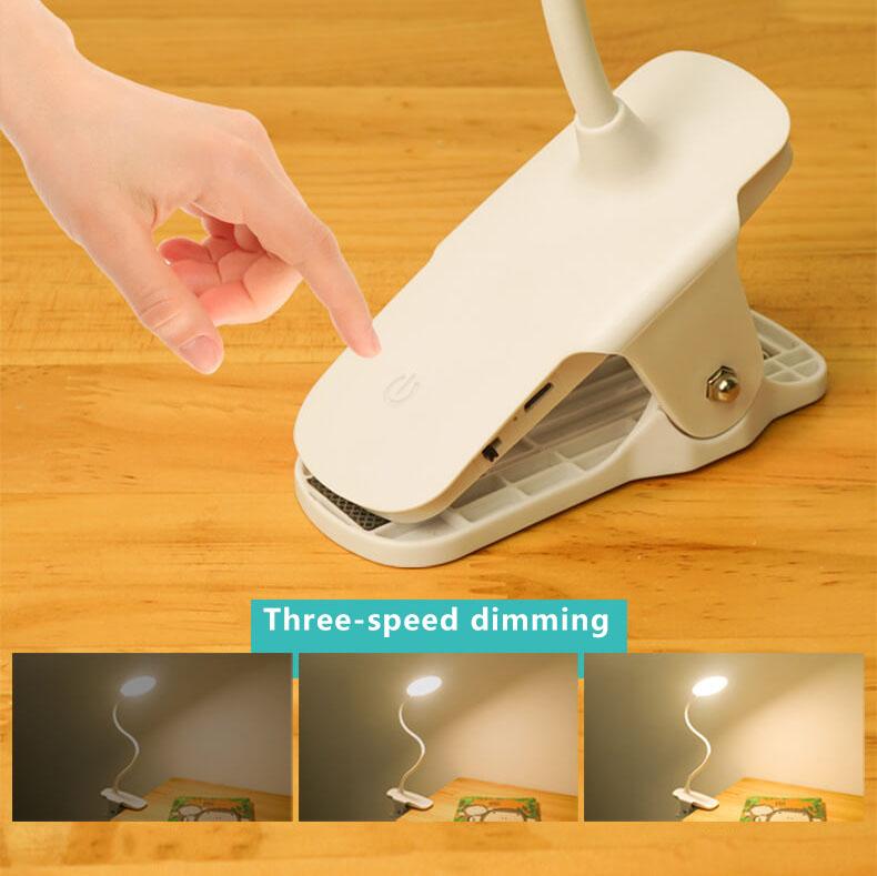Lámpara de escritorio con clip LED simple recargable protección ocular luz nocturna 