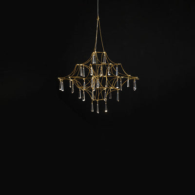 Modern Minimalist Mesh Brass Crystal LED Chandelier