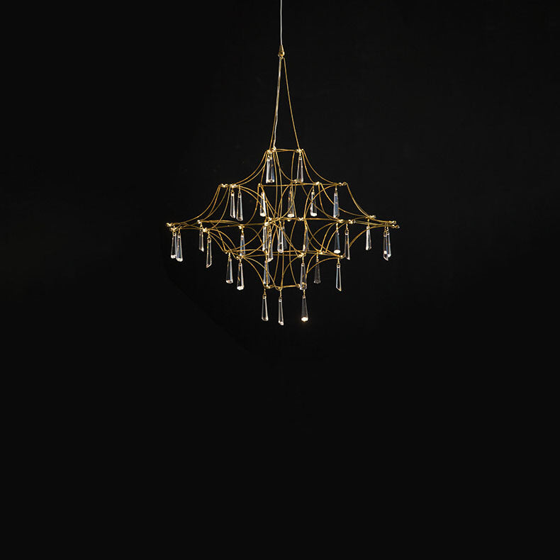 Modern Minimalist Mesh Brass Crystal LED Chandelier