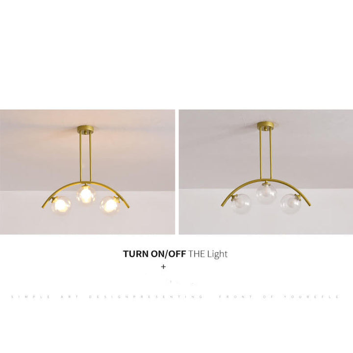 Moderne Globe-Glas 3-Licht Semi-Flush-Mount-Beleuchtung 