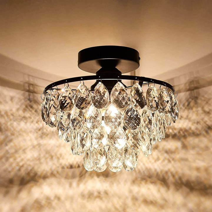 Vintage Luxus Kristall Quaste 1-Licht Semi-Flush Mount Deckenleuchte 