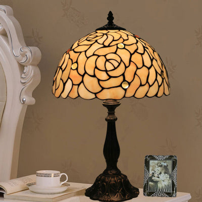 Tiffany Creative Yellow Rose Dome 1-Light Table Lamp