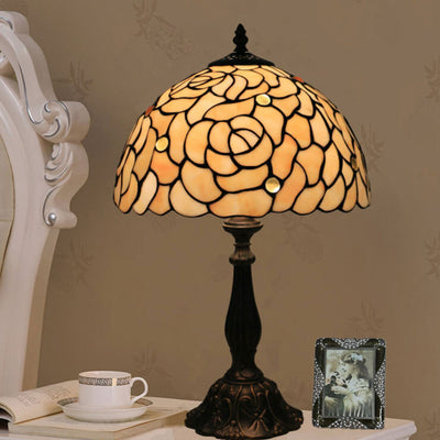 Tiffany Creative Yellow Rose Dome 1-Licht-Tischlampe 