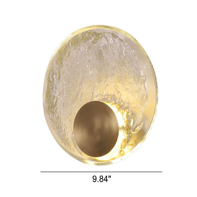 Modern Ice Cracked Glass Copper Round LED Wall Sconce Lamp