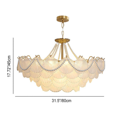 Traditional French Round Shell Hardware Glass Crystal 9/12 Chandelier For Living Room