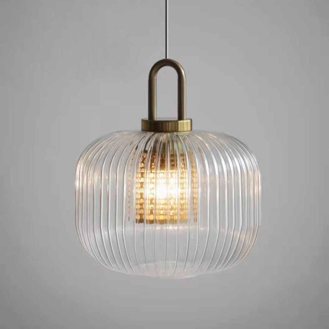 Lámpara colgante de vidrio ovalado vintage industrial de 1 luz 
