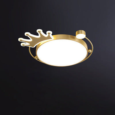 Nordic Creative Crown Brass LED Flush Mount Ceiling Light