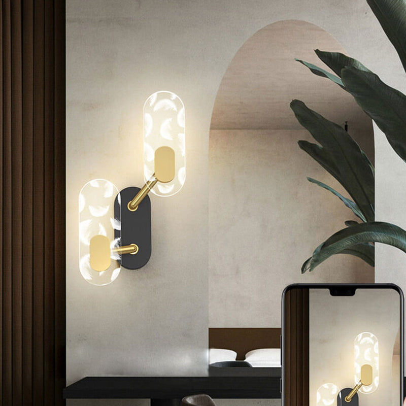 مصباح حائط LED حديث إبداعي بحلقة أكريليك باللون الأسود والذهب 