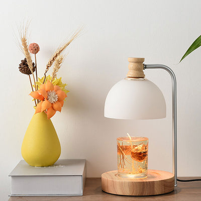 Lampe de table à cire fondue à 2 lumières avec dôme en verre simple 