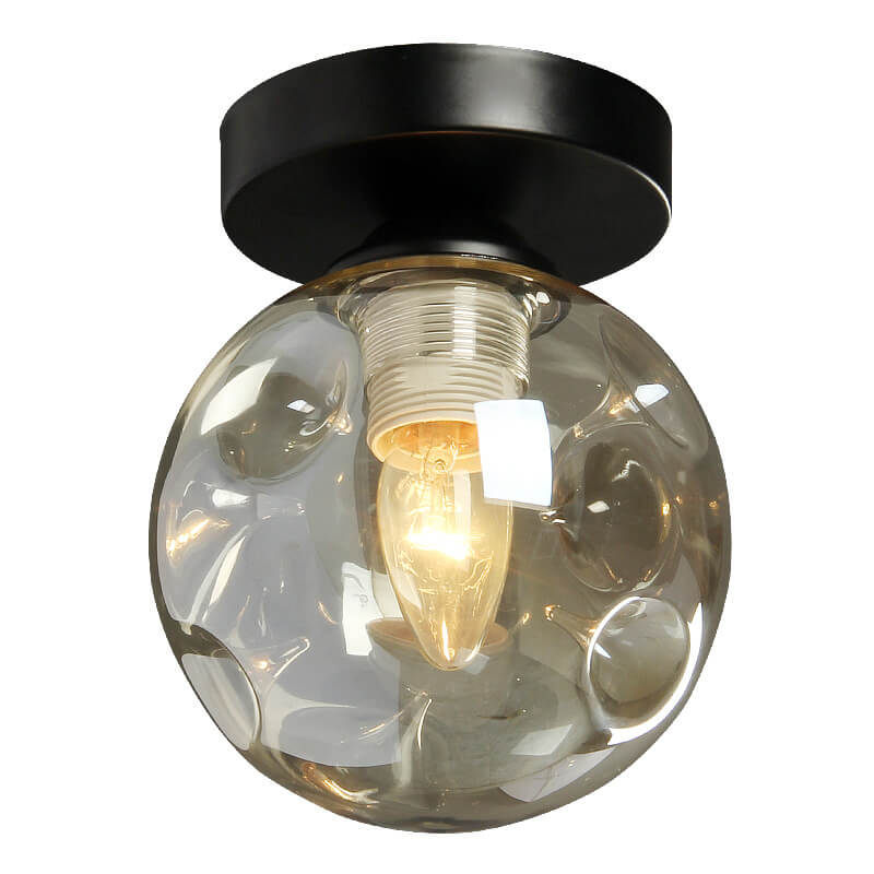 Nordic Glass Orb 1-Light LED Semi-Flush Mount Ceiling Light