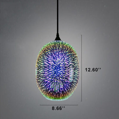 Modern Creative 3D Stained Fireworks Glass Jar 1-Light Pendant Light