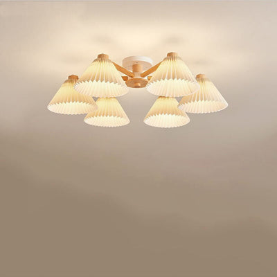 Nordic Wood Plissee Shade 3/6/8 Light Semi-Flush Mount Deckenleuchte