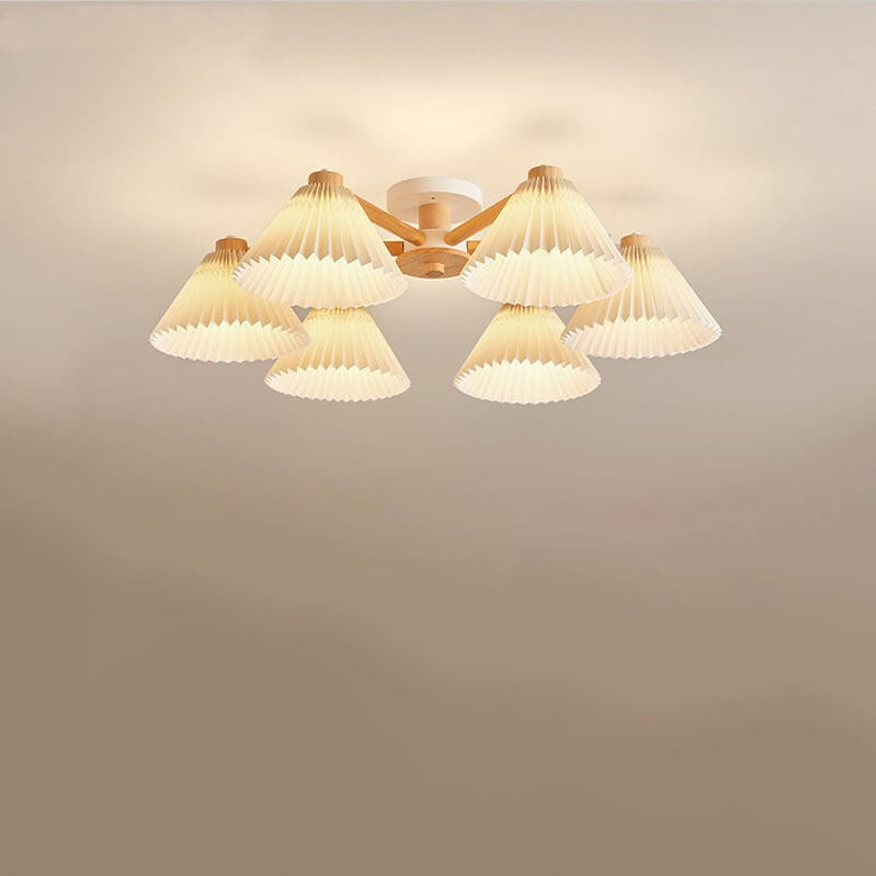 Nordic Wood Plissee Shade 3/6/8 Light Semi-Flush Mount Deckenleuchte