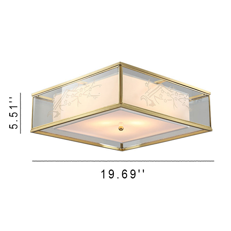 Modern Luxury Acrylic Fabric Square Waterproof 3/4-Light Flush Mount Light