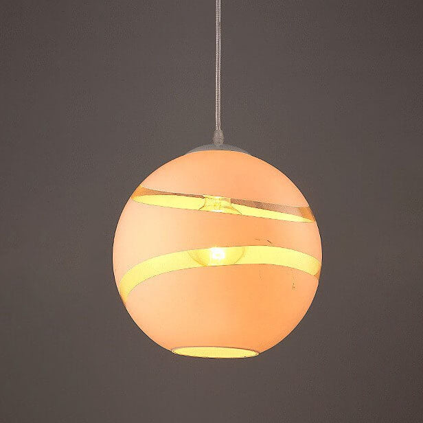 Modern Stripe Glass 1-Light Globe Pendant Light