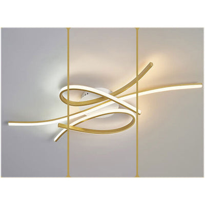 Modern Creative Bending Curves Line Design LED Flush Mount Ceiling Light