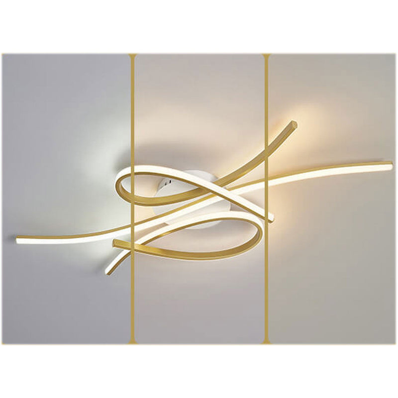 Modern Creative Bending Curves Line Design LED Flush Mount Ceiling Light