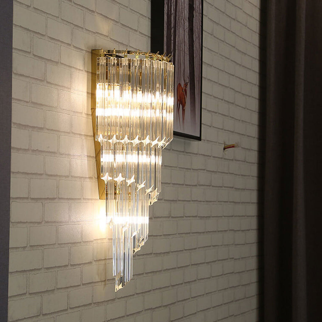 Applique Murale Moderne de Luxe en Cristal à Quatre Couches avec 4 Lumières 
