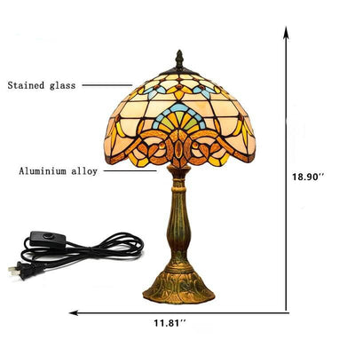 Tiffany Vintage Stained Glass Baroque 1-Light Table Lamp