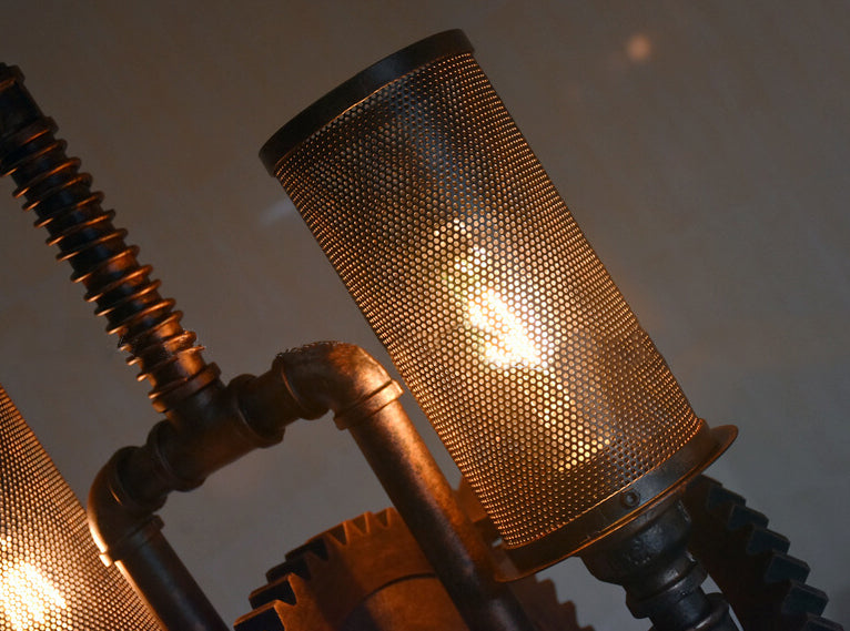 Vintage Industrial Iron Gear Shape 2-Light Chandelier