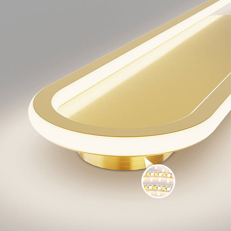 Creative Long Oval Crystal Small Flower Decoration Design LED Flush Mount Light