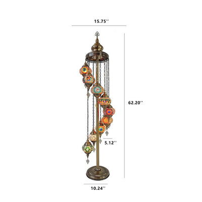 Retro Turkish Moroccan Globe 9-Light Standing Floor Lamp