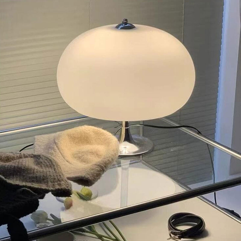 Lampe de table à 3 lumières avec abat-jour boule blanc crème moderne 