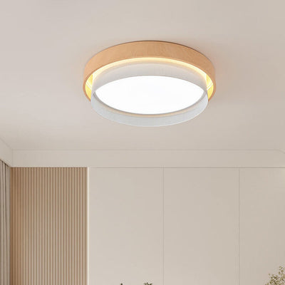 Nordic Wood Grain Rectangular/ Round LED Tatami Flush Mount Ceiling Light