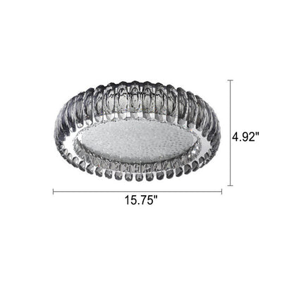 European Light Luxury Round Crystal Stainless Steel LED Flush Mount Lighting