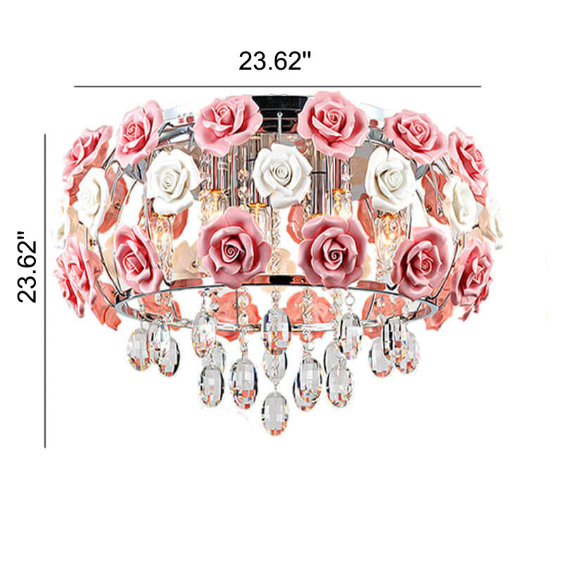 Modern Pastoral Rose Flush Mount Lighting 5-Lights Ceiling Light