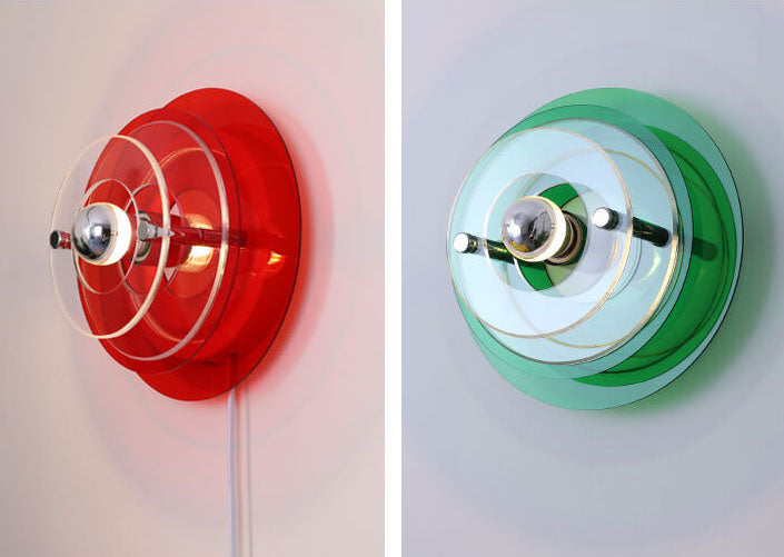 Lampe murale moderne en acrylique à 1 lumière avec ombre ronde teintée 