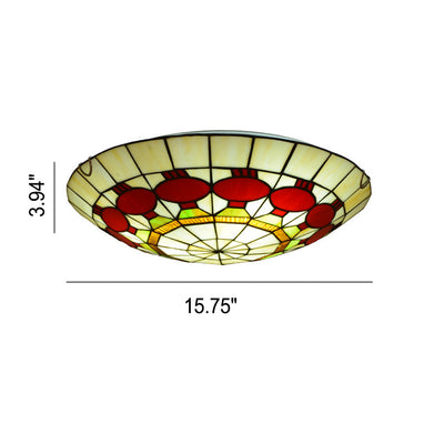 European Tiffany Stained Glass Round 2/3 Light Flush Mount Ceiling Light