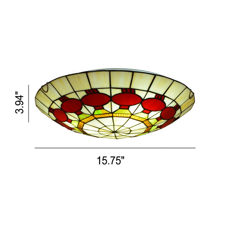 Europäische Tiffany-Buntglas-runde 2/3-Licht-Deckenleuchte zur bündigen Montage 