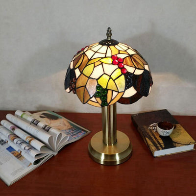 European Vintage Tiffany Stained Glass 1-Light Table Lamp