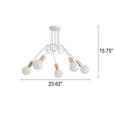 Moderne, minimalistische Eisen Twisted Lines 3/5 Light Semi-Flush Mount Deckenleuchte 