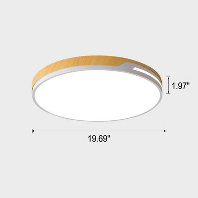 Nordische minimalistische runde LED-Deckenleuchte mit Holzkante