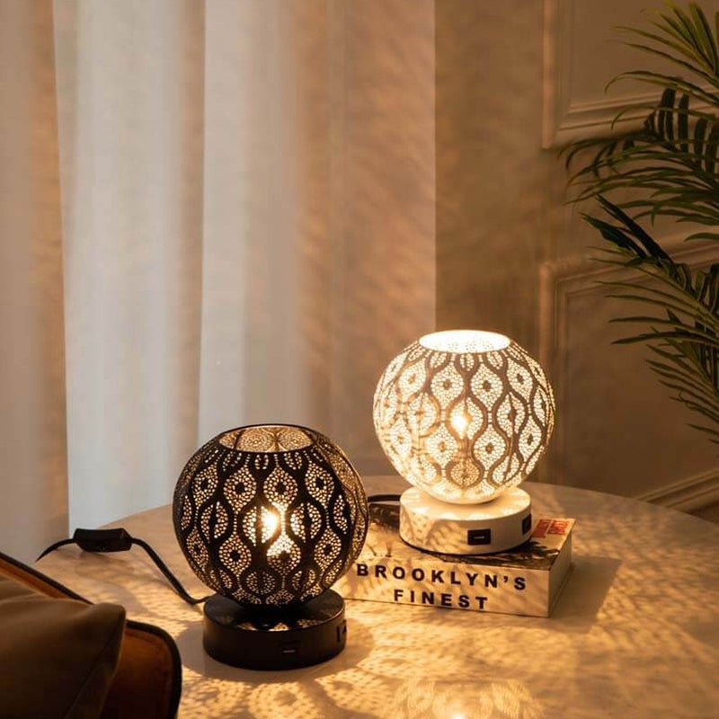 Lampe de table décorative à projection métallique sphérique créative 1 lumière 