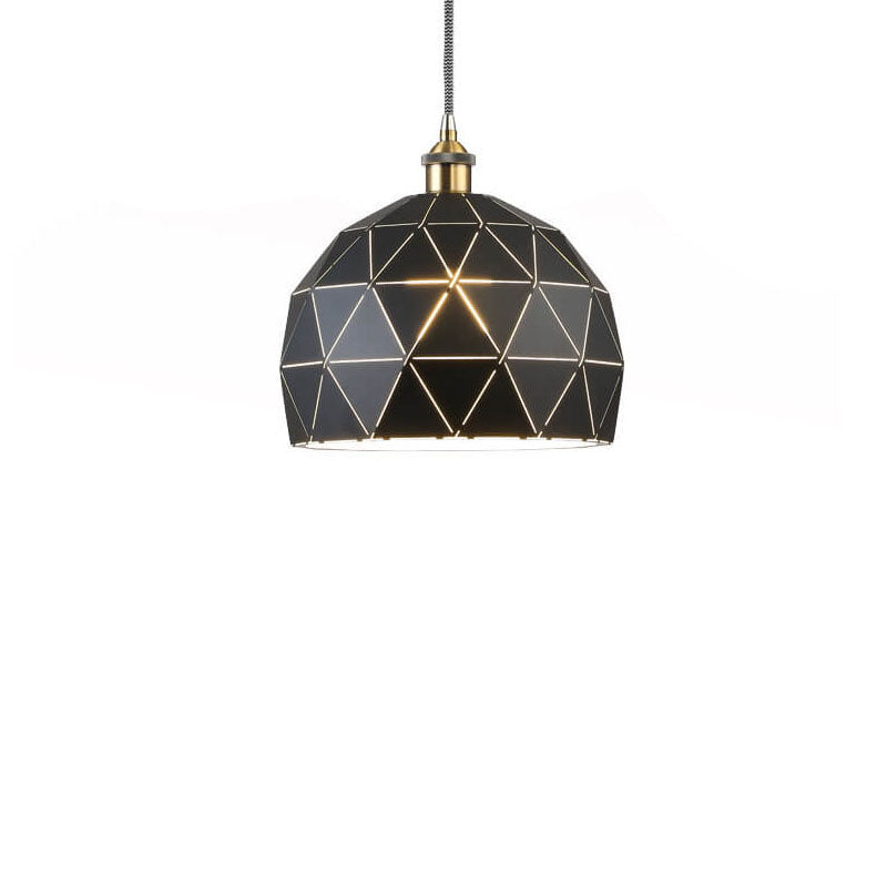 Lámpara Colgante Industrial Simple de Hierro con Cúpula Hueca de Diamante de 1 Luz 