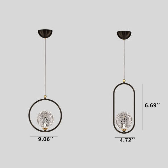 Einfachheit Strukturierte Kristallglaskugel 1-Licht LED-Pendelleuchte 