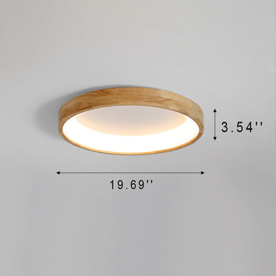 Modern Nordic Wooden Light Stand Round LED Flush Mount Light