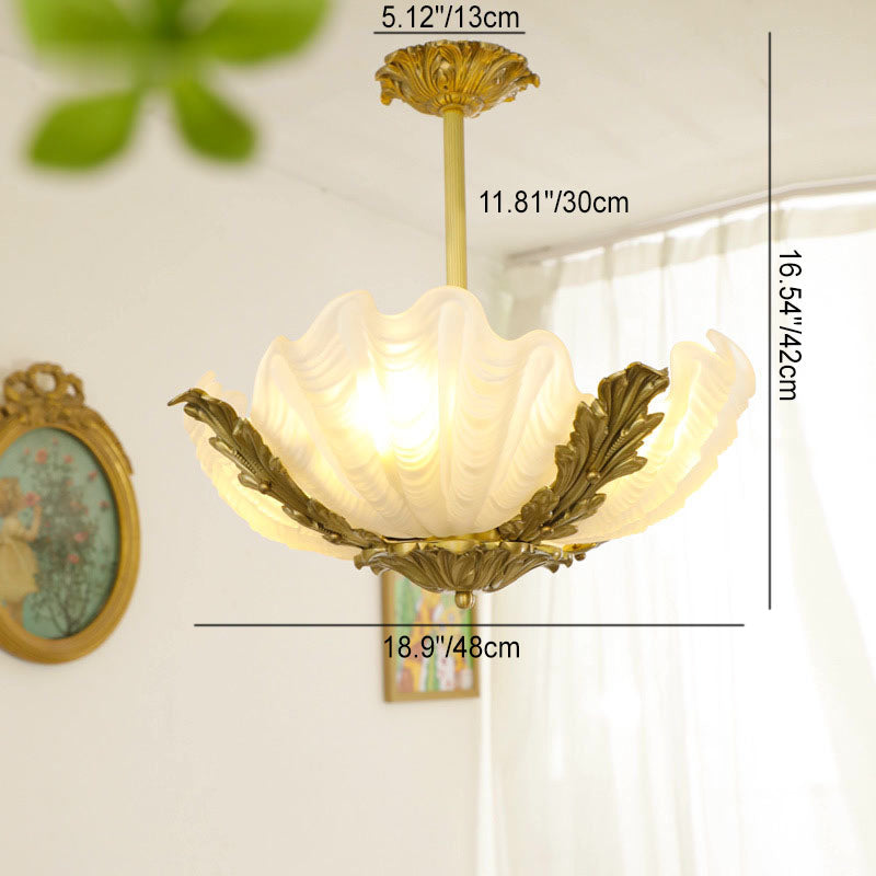 Modern Art Deco Shell Shape Brass Finish Frame 3/4-Light Chandelier for Living Room