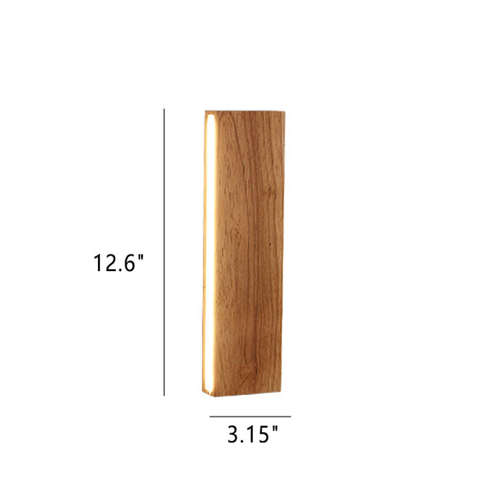 Applique murale à bande LED en bois massif simple 