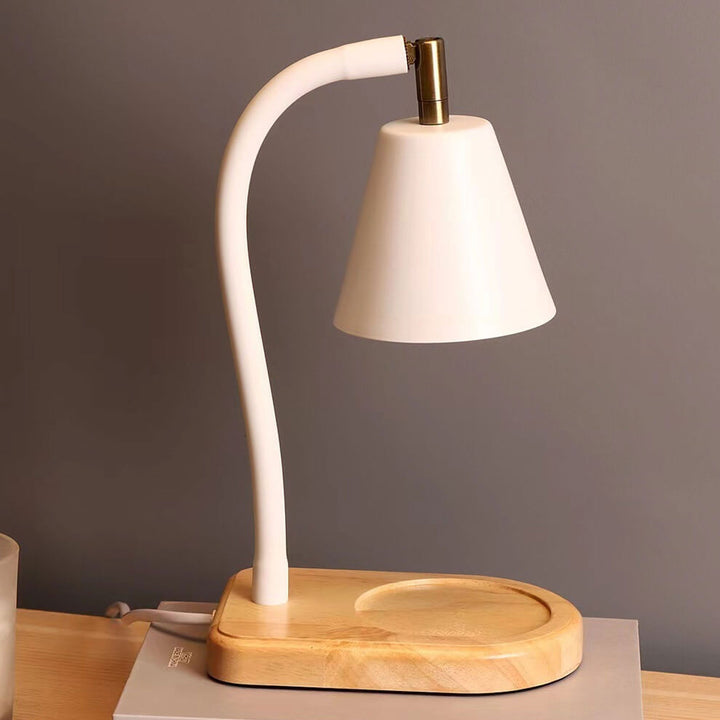 Lampe de Table à Cire Fondante à 1 Lumière avec Base en Bois de Cône Simple Nordique 