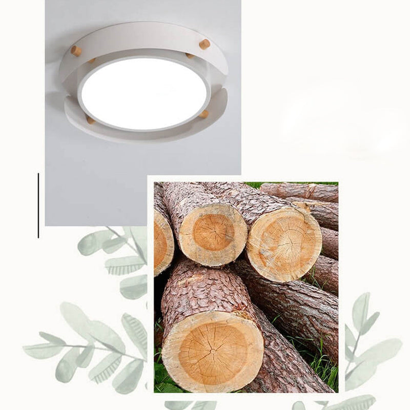 Nordic Simple Log Round LED Flush Mount Light