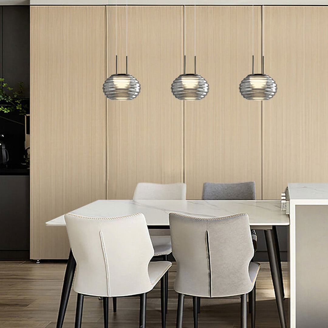 Italienische Minimalistische Wasserwelle Runde Glas Lange Bar Insel Licht 3-Licht Kronleuchter 