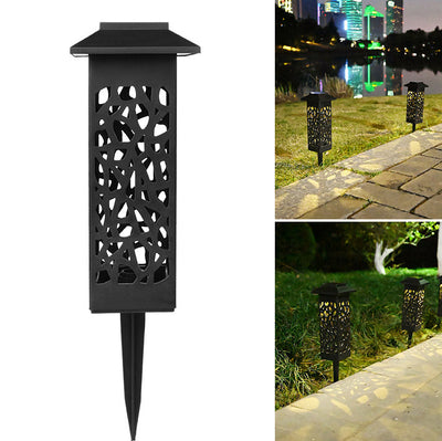 Outdoor Solar Hollow Square Column LED Patio Lawn Ground Plug Light